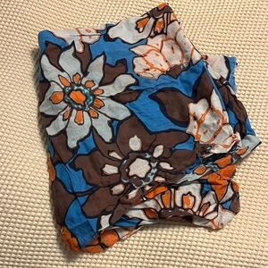 Zara Floral Scarf in Blue, Brown, and Orange